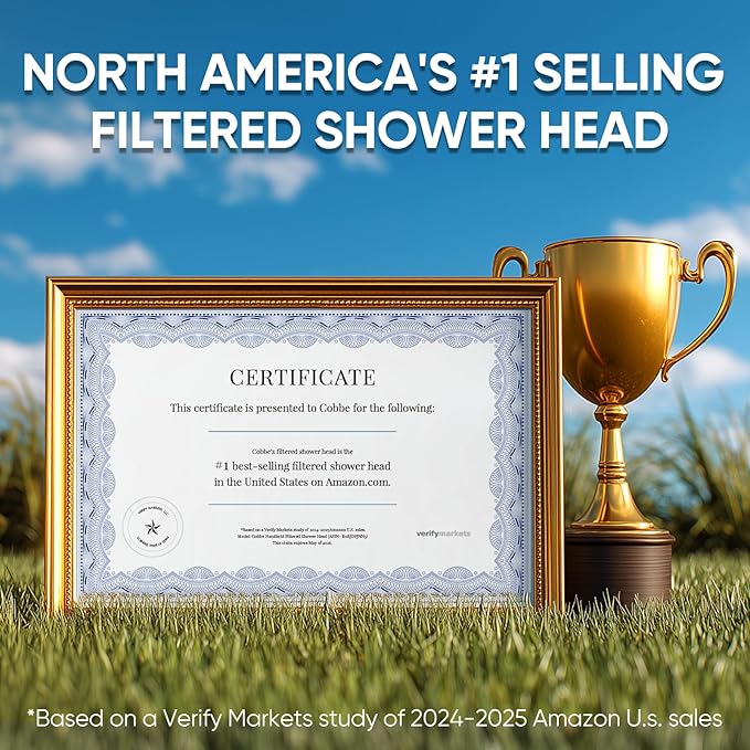 Cobbe Filtered Shower Head with Handheld, 6 Spray Modes, Water Softener Filters - Remove Chlorine, Reduce Dry Skin - Brushed Nickel