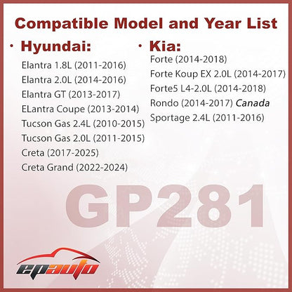 EPAuto GP281 (28113-3X000) Engine Air Filter Replacement for Hyundai Elantra (2011-2016), Kia Forte (2014-2018), Tucson Gas (2010-2015), Creta (2021-2025), Sportage 2.4L (2011-2016), Rondo (2014-2017)
