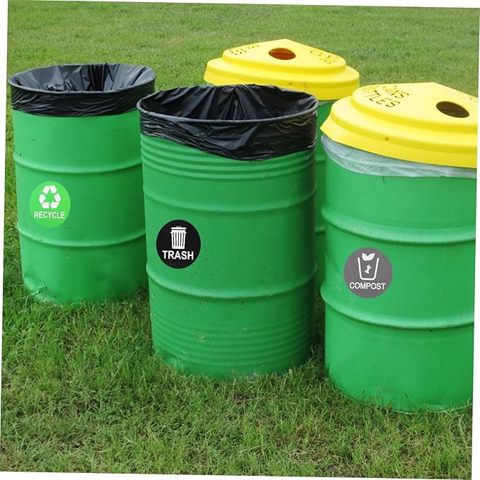 Garbage Can Recycling Stickers 9pcs Waste Sorting Decals Removable Adhesive Black Small Trash Can