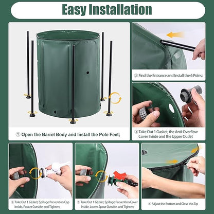 THUNDERBAY 53 Gallon Collapsible Rain Barrel, Portable Rain Barrels to Collect Rainwater from Gutter, Rainwater Collection System, Water Storage Tank Catcher Container with Filter Spigot