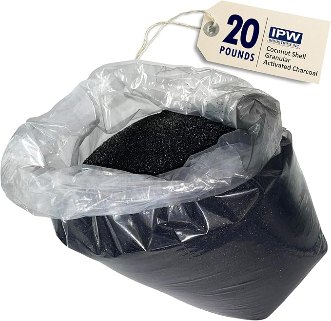 IPW Industries, Inc. - Bulk Activated Carbon - Coconut Shell Granular Activated Charcoal (GAC) for Water Filtration and Replacement Media (20lbs.)