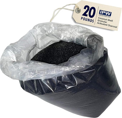 IPW Industries, Inc. - Bulk Activated Carbon - Coconut Shell Granular Activated Charcoal (GAC) for Water Filtration and Replacement Media (20lbs.)