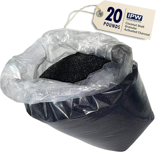 IPW Industries, Inc. - Bulk Activated Carbon - Coconut Shell Granular Activated Charcoal (GAC) for Water Filtration and Replacement Media (20lbs.)
