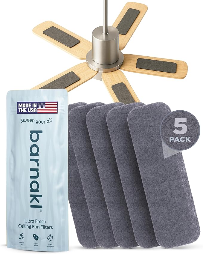 Barnakl Ultra Fresh Ceiling Fan Filters | Made with Zeolite and Coconut Shell Carbon to Trap Odors and Airborne Contaminants | Odorless, Fits All Ceiling Fans (5-Pack)