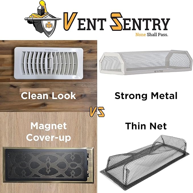 | 4" x10" Vent Sentry Vent Guard & Register Combo I Air Filter Metal Screen Trap & Durable Air Vent Cover for Home Floor & RV | Baby Proof, Dust Control, Keep Bugs Out, and Catch Valuables