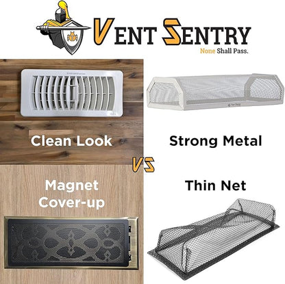 | 4" x10" Vent Sentry Vent Guard & Register Combo I Air Filter Metal Screen Trap & Durable Air Vent Cover for Home Floor & RV | Baby Proof, Dust Control, Keep Bugs Out, and Catch Valuables