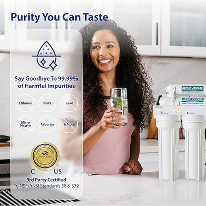 APEC Water System ROES-PHUV75 Essence Series Top Tier Alkaline Mineral pH+ and UV Ultra-Violet Sterilizer 75 GPD 7-Stage Ultra Safe Reverse Osmosis Drinking Water Filter System