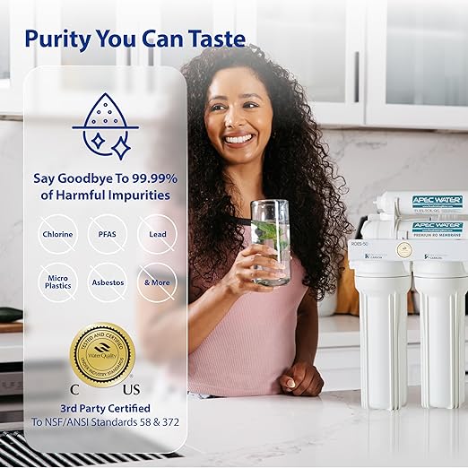 APEC Water Systems ROES-50 Essence Series Top Tier 5-Stage WQA Certified Ultra Safe Reverse Osmosis Drinking Water Filter System with Extra High Capacity Pre-Filter Set Stage 1-3
