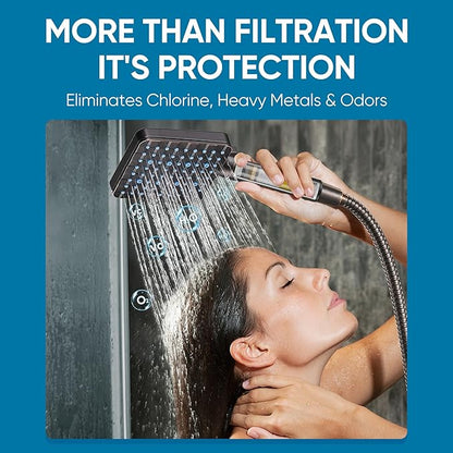 Cobbe Filtered Shower Head with Handheld, High Pressure 6 Spray Mode Showerhead with Filters, Water Softener Filters for Hard Water - Remove Chlorine - Reduces Dry Itchy Skin, Oil Rubbed Bronze