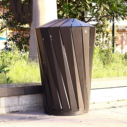 GLigeT Outdoor Trash can Round Steel Trash Can Modern Simple Outdoor Trash Can, Large-Capacity Sorting Trash Can with Thick Top Cover, Diameter 24.4"×35.8" Trash Can