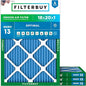 Filterbuy 18x20x1 Air Filter MERV 13 Optimal Smoke & Allergy Defense (4-Pack), Electrostatic Pleated HVAC AC Furnace Filters Replacement, Made in USA (Actual Size: 17.50 x 19.50 x 0.75)
