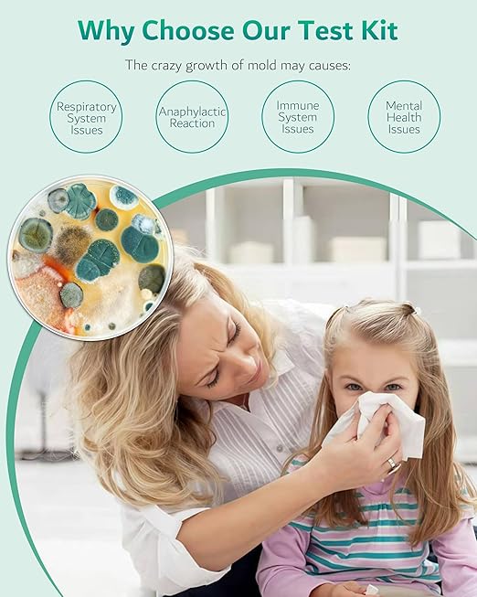 Mold Test Kit for Home - 4 Simple Detection Tests for HVAC, Surfaces & Indoor Air Quality, DIY Black Mold Detector Testing kit at Home, with Detailed Identification Guide & Free Lab Analysis