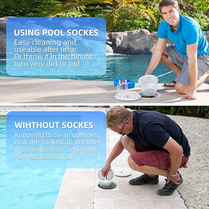 30PCS Pool Skimmer Filter Socks for Above Ground and Inground, Pool Skimmer Basket Nets, Ultra Fine Mesh Screen Socks for Pool Skimmer Basket