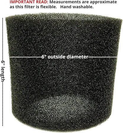 Foam Sleeve for Shop Vac 90585, Washable Foam Filter Replacements for Shop Vac - Also Compatible with Ridgid, Craftsman, Vac Master and Other Similar Wet Dry Vacs