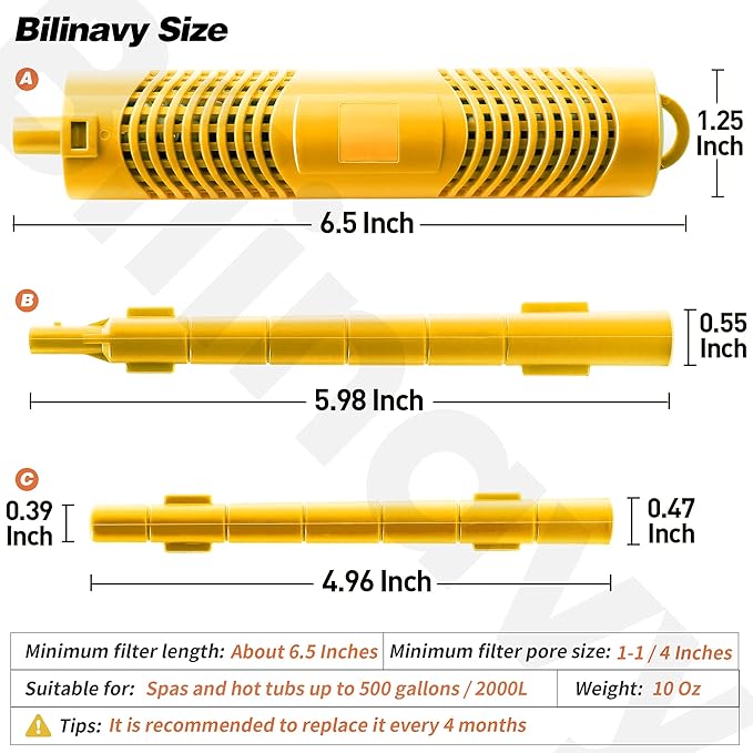 Spa in-Filter Mineral Sticks Parts for Hot Tub Filter Cartridge, Last for 4 Months, Yellow, 2PCS