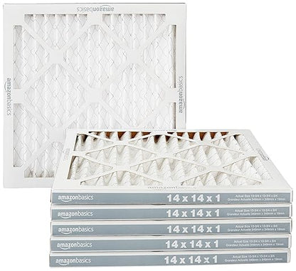 Amazon Basics 14x14x1 Air Filter 6 Pack, MERV 11 AC Furnace Filters (Actual Size: 13.75" x 13.75" x 0.75")