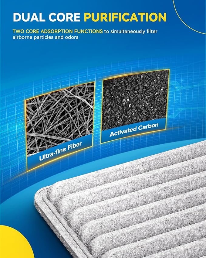PHILTOP Cabin Air Filter w/Activated Carbon, Compatible with CF10547 Ford Edge 2007-2015, Lincoln MKX 2007-2016, Mazda CX-9 2007-2015, Carbon Filter Up Dust Pollen Odor, Pack of 2