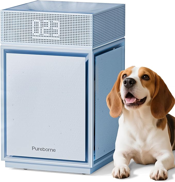 Air Purifiers for Bedroom Home Large Room up to 3600 Sq Ft PM 2.5 Display Air Quality Sensor True HEPA Air Filter for Fur Odor Smoke with Three-Sided Air Inlet, Blue, PB6866, 1 Pack
