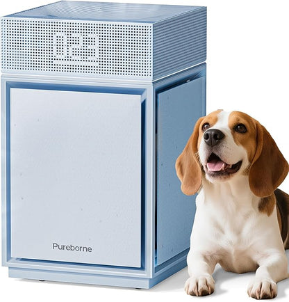 Air Purifiers for Bedroom Home Large Room up to 3600 Sq Ft PM 2.5 Display Air Quality Sensor True HEPA Air Filter for Fur Odor Smoke with Three-Sided Air Inlet, Blue, PB6866, 1 Pack