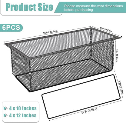 6PCS Floor Register Cover Trap 4"x12", Mesh Floor Vent Screen Net with Frame, Air Vent Filter Mesh Catcher for Hair Debris (4 x 12 Inch)