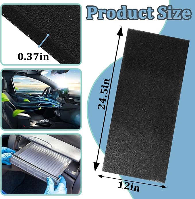 30 PPI Sponge Filter, Foam Filter Replacement, Universal Air Filter Sheet,Size 24" x 12" x 3/8", Perfect for Cutting and Fitting Purifier, Aquarium, Fish Tank, Air Conditioner