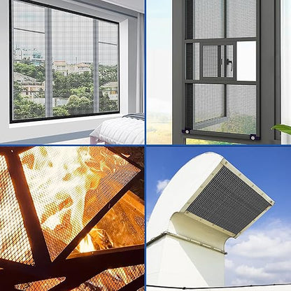30 Mesh 304 Stainless Steel Mesh Screen, 15.7'' x 142''(40cm x 360cm) Wire Screen Mesh, Rust Free Woven Wire Mesh, Metal Mesh Screen for Air Vents, Window Screen, Filters, Garden Covers