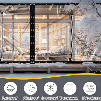 Curtain Patio Enclosure, Water Proof PVC Curtains for Gazebos with Zip, Transparent Outdoor Tarps for Patio Enclosure, Camping, Porch(5.2x2.5m)