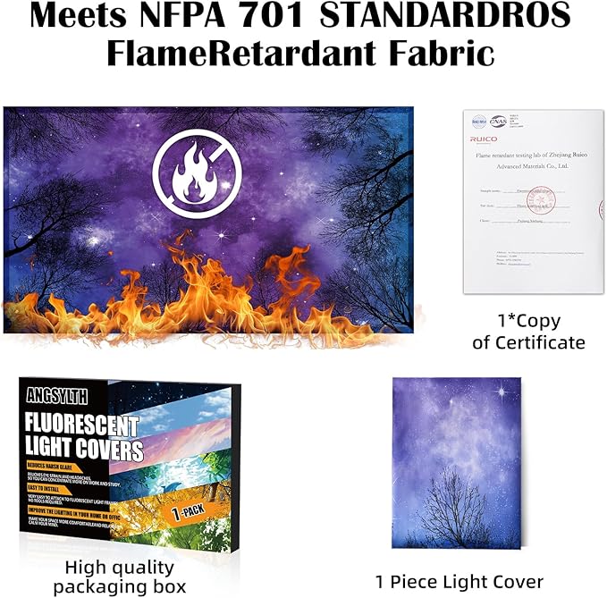Fluorescent Light Covers - Classroom Covers for Ceiling Lights, 1 PCS 4 x 2 Feet Magnetic Light Filters, Classroom, Office Decor (Forests & Starry Sky)