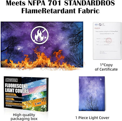 Fluorescent Light Covers - Classroom Covers for Ceiling Lights, 1 PCS 4 x 2 Feet Magnetic Light Filters, Classroom, Office Decor (Forests & Starry Sky)