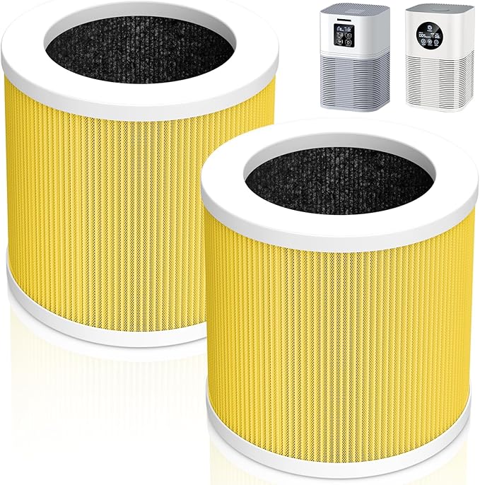 2 Pack A1 Replacement Filter Compatible with VEWIOR Air Purifier Hqsc-50, Hqkj-80, Ameifu Ap01w, Koios Hqkj-50, Pet Filter for Vewior A1w Air Purifier (Yellow)