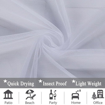 Patio Screen Mesh Outdoor Curtains Waterproof Sheer Lightweight Bug Netting for Porch Gazebo Garden Party Wedding Backdrop, White, W 125 x L 98 inch per Panel, 2 Panels
