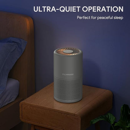 FULMINARE Air Purifiers for Bedroom H13 True HEPA Air Filter, Quiet Air Cleaner With Night Light, Portable Small Air Purifier for Home, Office, Living Room (Gray)