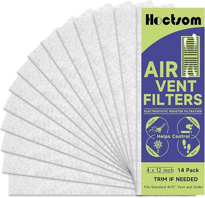 Air Vent Filter 4 x 12 Inch, Thin Air Vent Floor Heater Pre-Filter Sheet Work for Home Air Purifier, Floor Register, Ceiling 4" x 12" 14-Pack (White) Hoctsom