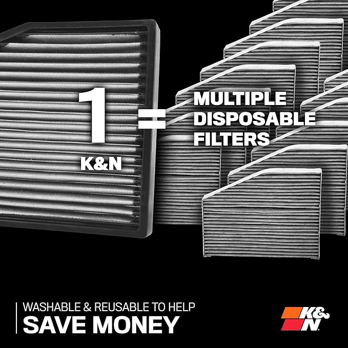 K&N LIFETIME Cabin Air Filter: Premium, Washable, Clean Air for your Cabin: Compatible with 2014-2025 Acura/Buick/Chervolet/Cadillac: (See Product Description for Select Models), VF2071