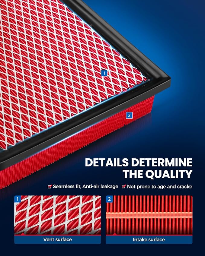 KAX Premium Engine Air Filter, GAF001 (CA10755) Replacement for Camry, Highlander, Sienna, Avalon, ES350, NX200T, NX300, RX350, RX350L, Durango, Grand Cherokee, 200% Longer Life
