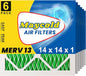 Maycold MERV 13 14x14x1 Air Filter (6-Pack), High-Efficiency Pleated AC & Furnace Filters, Actual Size:13.70" x 13.70" x 0.75", Individually Wrapped in Plastic