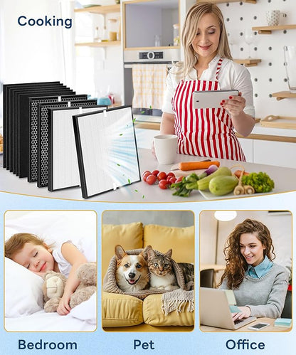 10 Pack AD3000 Replacement Filter Compatible with 3000 Air Purifi-er, with 2 main filter + 2 Activated Carbon filters + 6 Carbn Pre-Filters