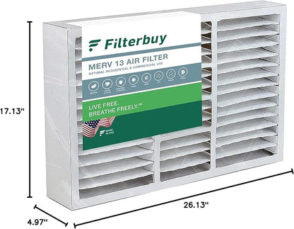 Filterbuy 17.5x27x5 Air Filter MERV 13 Optimal Smoke & Allergy Defense (1-Pack), Pleated HVAC AC Furnace Filters for Trane Perfect Fit & American Standard (Actual Size: 17.13 x 26.13 x 4.97)
