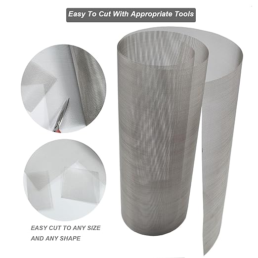 304 Stainless Steel Mesh 40Mesh, 15.7"x47.2"(40x120cm) Metal Mesh Screen, Woven Fine Wire Mesh, Filter Mesh Easy to Cut for Vent Covers, Cage, Garden, Window Screen and DIY Project