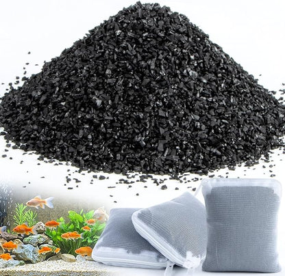 MAQIHAN 0.9 LB Activated Charcoal Pellets - Activated Carbon Aquarium Filter Media Charcoal Pellets for Fish Tank Supplies Media Bags for Aquarium Coconut Shell Charcoal (410G, 3 Nylon Bags)
