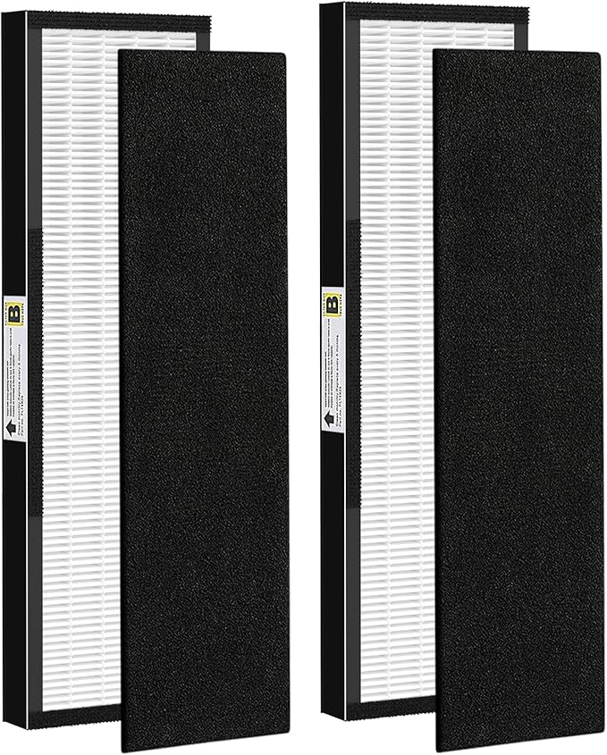 2 Pack FLT4825 True HEPA Fil-ter B Replacement with Activated Carbon Pre-Filters Compatible with Air Puri-fier AC4825 AC4300 AC4800 AC4900 AC4850, Black