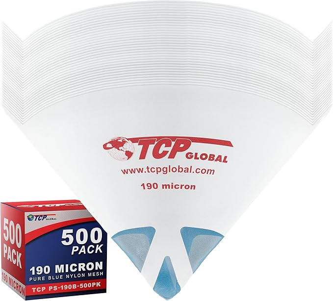 TCP Global 500 Pack of Paint Strainers with Fine 190 Micron Filter Tips - Premium "Pure Blue" Ultra-Flow Blue Nylon Mesh - Cone Paint Filter Screen