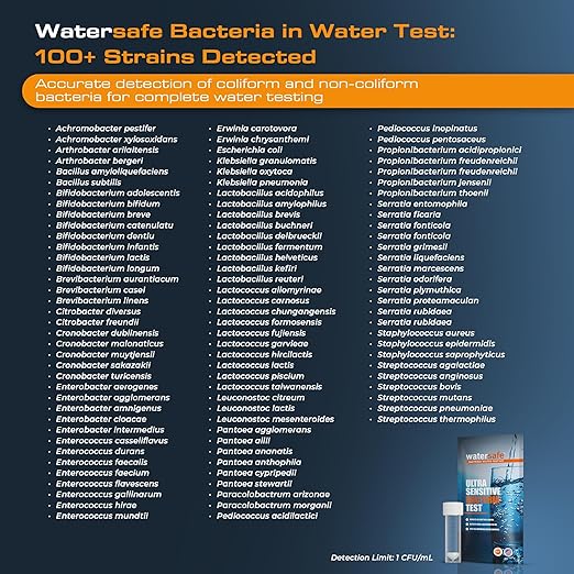 Watersafe® Bacteria Water Test Kit – USA-Made – Results as Fast as 6 Hours – Detects Coliform (Inc. E. coli) & Non-Coliform Bacteria in Drinking, Well & Tap Water – Lab-Quality Testing – 1 Pack