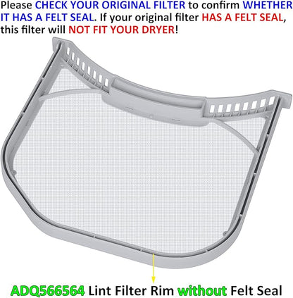 ADQ566564 Lint Filter Replacement for LG and Kenmore Dryers, Rim Without Felt Seal, Ultra Durable Lint Screen Trap with Dryer Vent Lint Brush