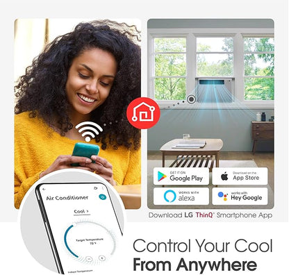 LG 14000 BTU Window Air Conditioner Energy Saving Dual Inverter Remote Control WiFi Enabled Works w/LG ThinQ, Alexa Washable Filer Ultra-Quiet Cools 700 Sq.Ft. for Large Room AC Unit White LW1522FVSM