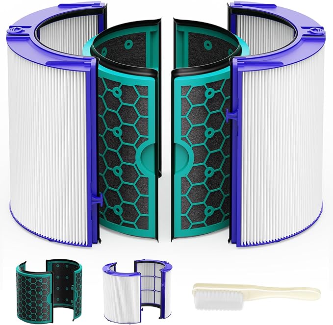 TP04 Replacement Filter for Dyson TP04 HP04 DP04 TP05 DP05 Air Purifier Sealed Two Stage Pure Cool Fan Combi 360° Glass HEPA Filter & Activated Carbon Filter, #969048-01, Purple/Teal