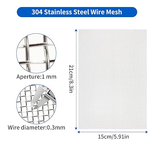 8 Pack 6×8 Inch Wire Mesh Screen, 20 Mesh Stainless Steel Mesh, Durable and Rust Resistant Metal Mesh Screen for DIY Projects, Vent, Garden, Cage, Window Screen, Filter Mesh