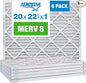 Aerostar 20x22.25x1 MERV 8-6 Count - High Efficiency Pleated HVAC, Furnace & Air Conditioner Filters - Removes Dust, Lint, Mold & Allergy-Causing Pollen