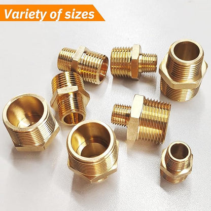 2pcs 3/4" NPT x 1/2" NPT Brass Nipple, 3/4 to 1/2 Adapter Fitting Reducing Solid Hex Nipple, Brass 3/4 Male to 3/2 Male Reducer Pipe Fittings for Extending and Connecting Pipes