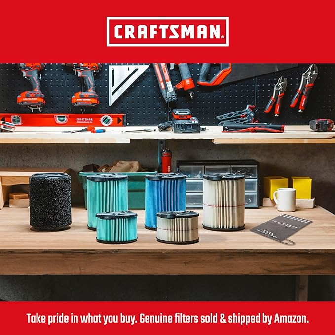 CRAFTSMAN CMXEVBE17594 12 Gallon 6.0 Peak HP Wet Dry Vac, Portable Shop Vacuum Wet and Dry with Filter, Dust Bag, Hose and Attachments for Home Projects & Renovations